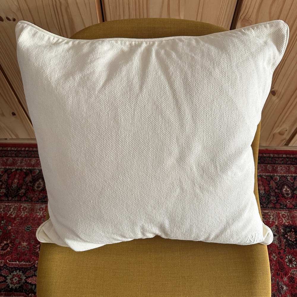 Lauren Ralph Lauren Ivory Textured Pillow 20” Square Zipper Down LRL Monogram - Picture 3 of 10